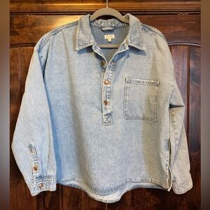 Pilcro Denim Pullover Shirt | Anthropologie Quarter Button